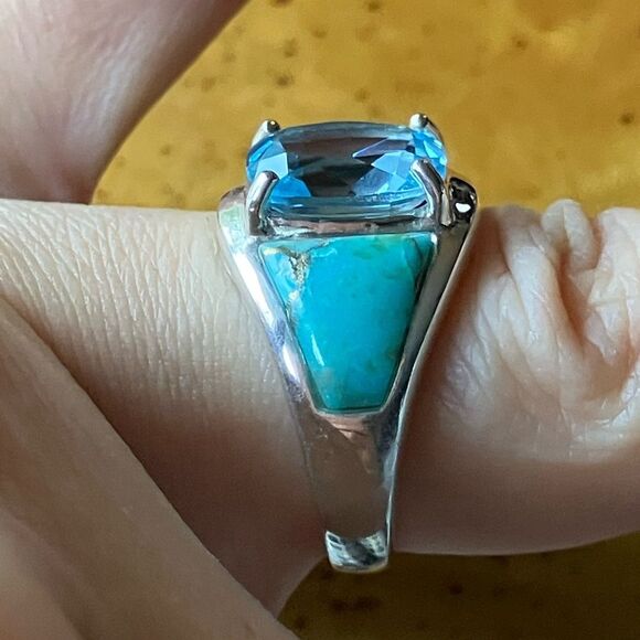 Sky Blue Topaz Mojave Turquoise Sterling Silver Ring Size 6.75 main image 2